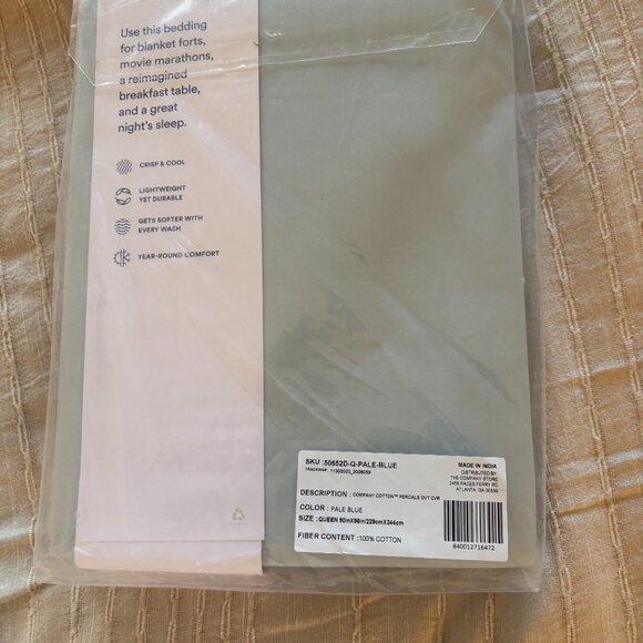 Company Store Queen Duvet Light Blue NWT - Picture 2 of 2
